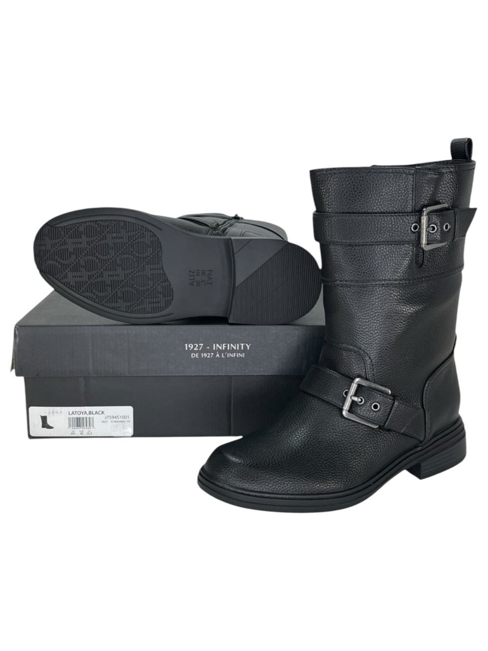 Naturalizer Latoya Black Pebbled Faux Leather Mid Calf Womens Boots Size 8M - Picture 13 of 13